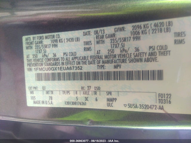 Ford ESCAPE SE 2014 1FMCU0GX1EUA67352 Image 9