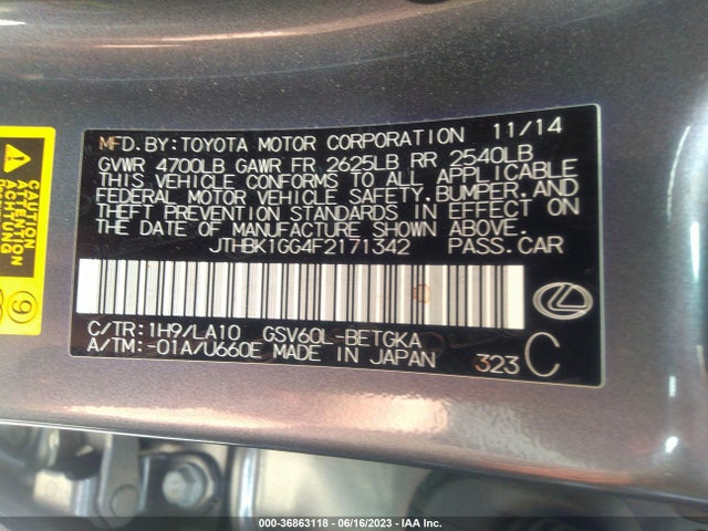 2015 Lexus ES, VIN: JTHBK1GG4F2171342