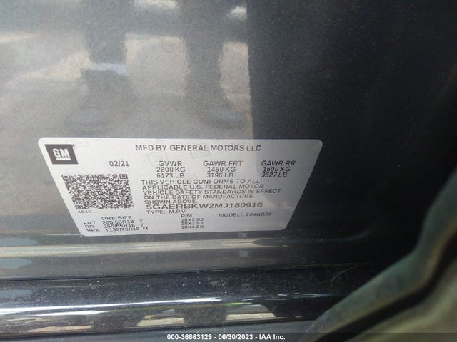2021 BUICK ENCLAVE ESSENCE VIN: 5GAERBKW2MJ180916