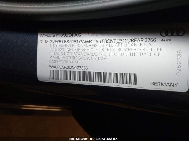 WAUF8AFC0JN077365 Audi A6 Premium/sport