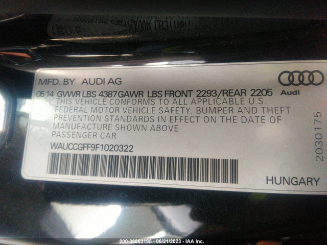 WAUCCGFF9F1020322 Audi A3 1.8t Premium Plus