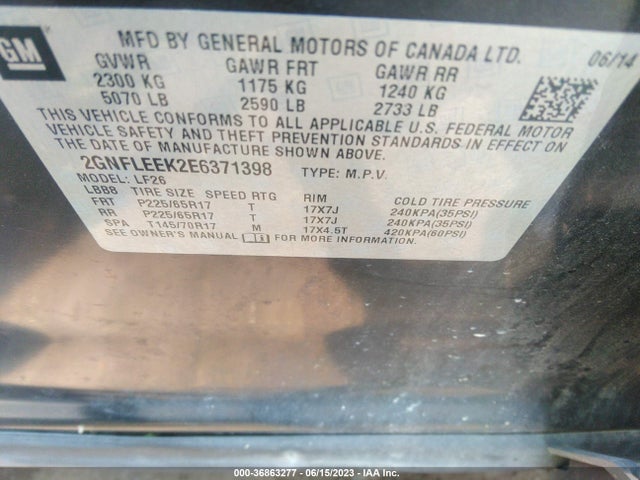 Chevrolet EQUINOX LS 2014 2GNFLEEK2E6371398 Image 9