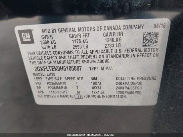 2GKFLTEK9H6106807 GMC Terrain Sle