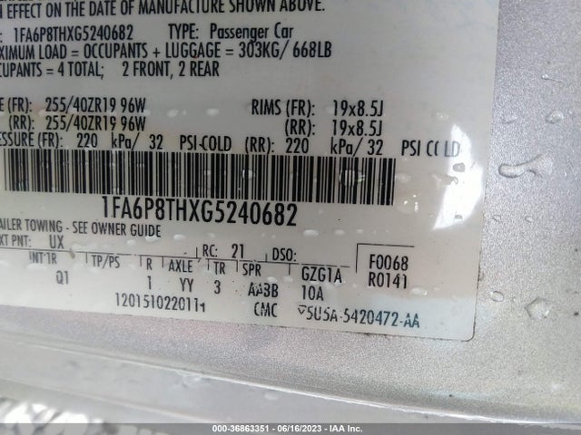 Ford Mustang Ecoboost 2016 1FA6P8THXG5240682 Image 9