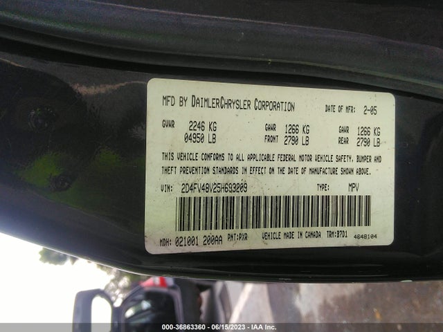 2005 DODGE MAGNUM SE VIN: 2D4FV48V25H693209