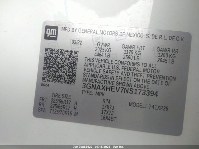 Chevrolet EQUINOX LS 2022 3GNAXHEV7NS173394 Image 9