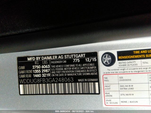 WDDUG8FB3GA248063 Mercedes-Benz S-class S 550