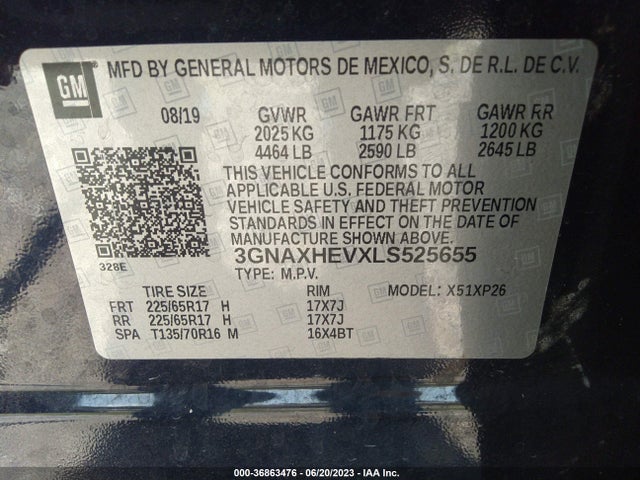 Chevrolet EQUINOX LS 2020 3GNAXHEVXLS525655 Image 15