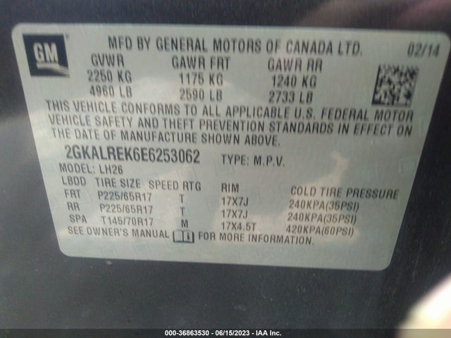 GMC Terrain Sle 2014 2GKALREK6E6253062 Image 9