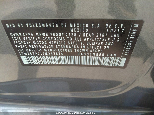 3VW2B7AJ1JM247574 Volkswagen Jetta 1.4t S