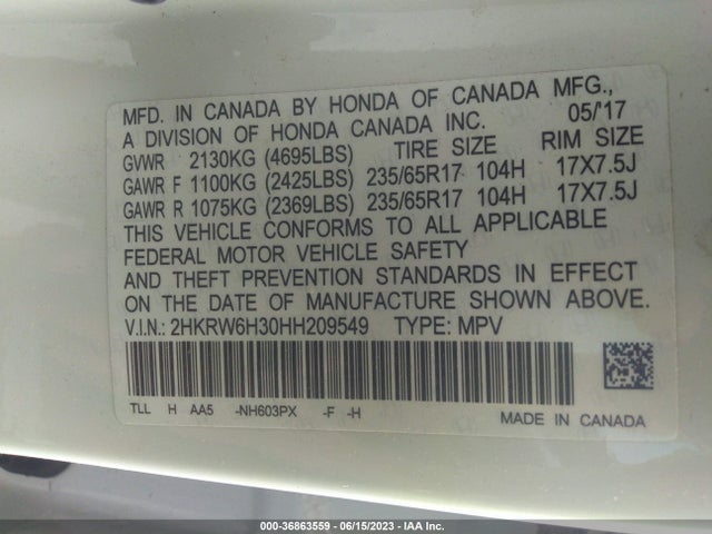 Honda CR-V LX 2017 2HKRW6H30HH209549 Image 9