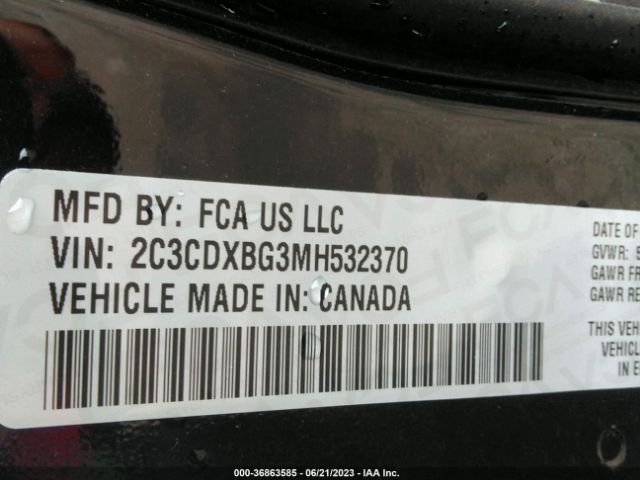 2C3CDXBG3MH532370 Dodge Charger Sxt