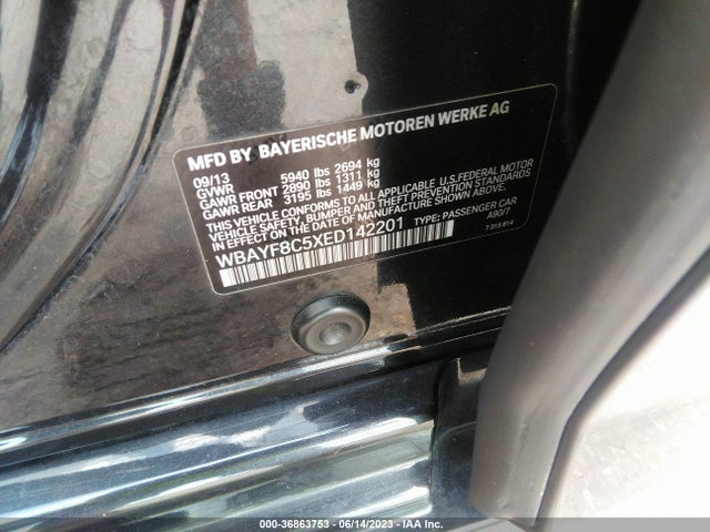 BMW 7 Series 750li Xdrive 2014 WBAYF8C5XED142201 Image 9