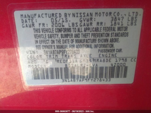 3N1AB7AP9FY278433 Nissan SENTRA SR