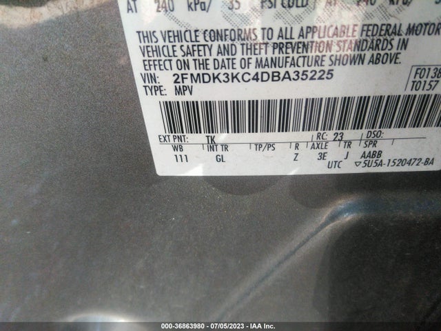 2013 FORD EDGE LIMITED VIN: 2FMDK3KC4DBA35225