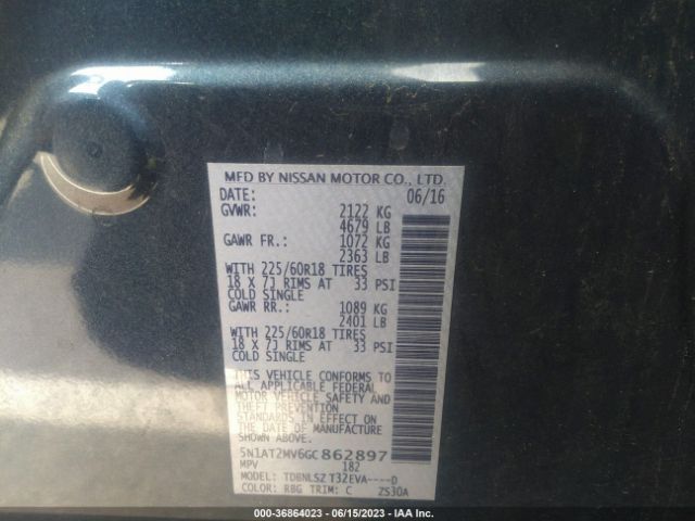 5N1AT2MV6GC862897 Nissan Rogue Sl