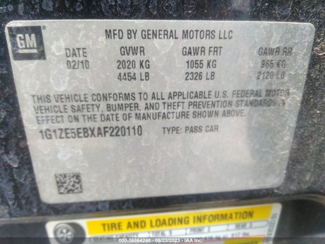 2010 CHEVROLET MALIBU LTZ VIN: 1G1ZE5EBXAF220110