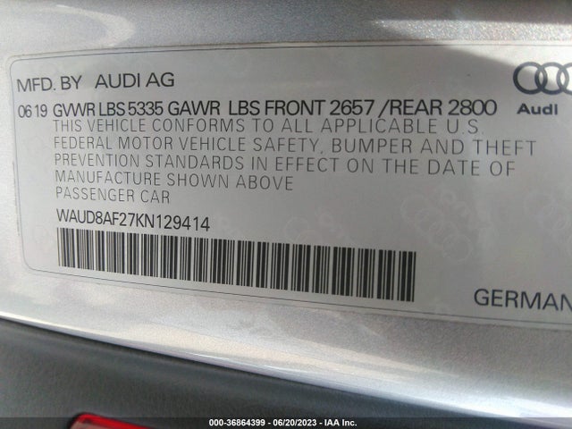 WAUD8AF27KN129414 Audi A6 PREMIUM