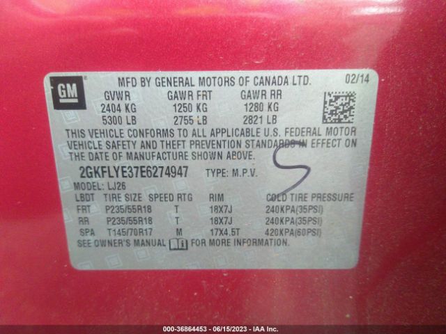 2GKFLYE37E6274947 GMC Terrain Slt