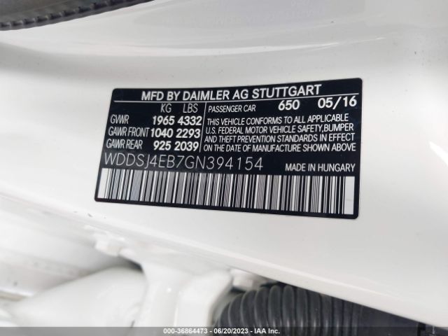 WDDSJ4EB7GN394154 Mercedes-Benz Cla Cla 250