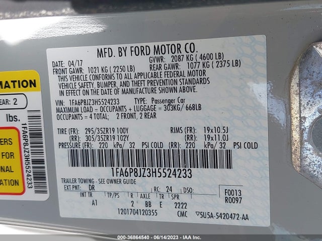 2017 Ford Mustang, VIN: 1FA6P8JZ3H5524233