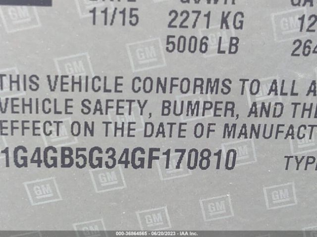1G4GB5G34GF170810 Buick Lacrosse Leather