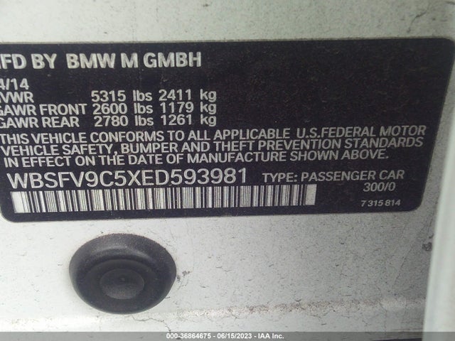2014 BMW M5, VIN: WBSFV9C5XED593981