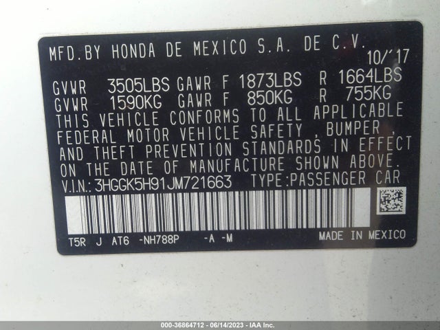 Honda Fit Ex-l 2018 3HGGK5H91JM721663 Image 15