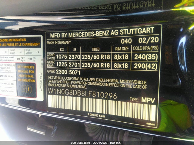 W1N0G8DB8LF810296 Mercedes-Benz Glc Glc 300