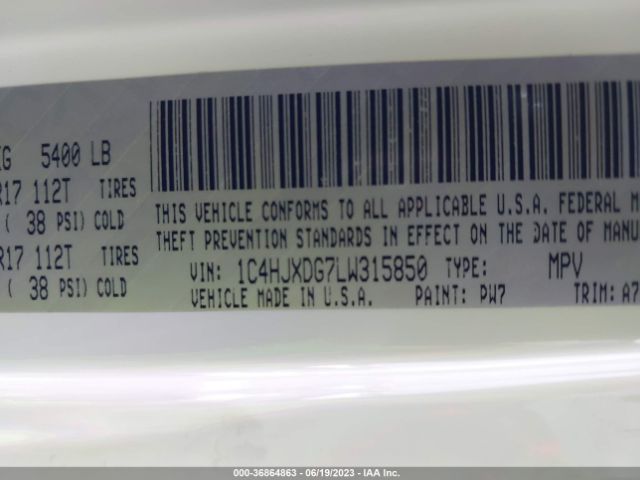 1C4HJXDG7LW315850 Jeep Wrangler Unlimited Sport S