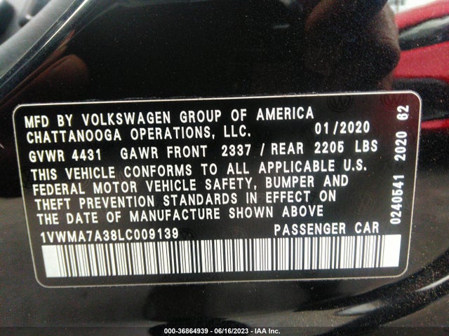 1VWMA7A38LC009139 Volkswagen Passat 2.0t R-line