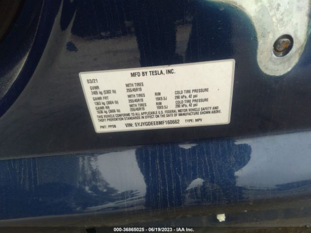 Tesla Model Y Long Range 2021 5YJYGDEE8MF160662 Image 9