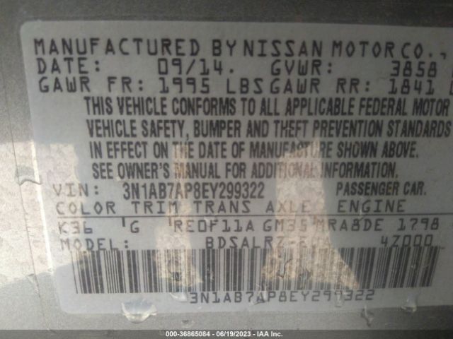 3N1AB7AP8EY299322 Nissan SENTRA SR