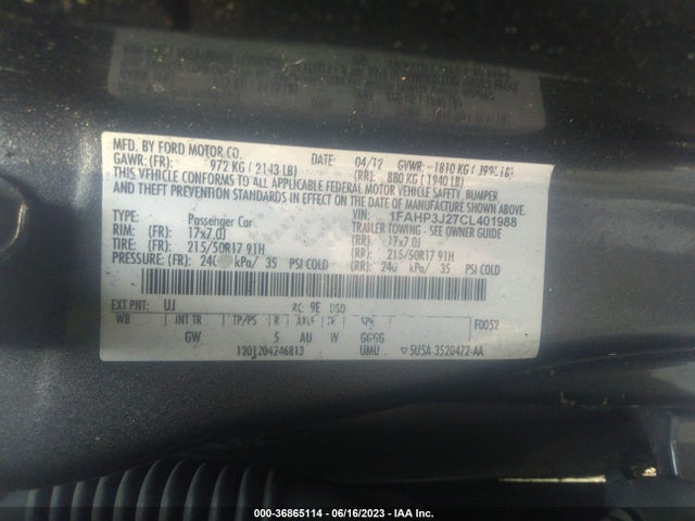 2012 FORD FOCUS TITANIUM VIN: 1FAHP3J27CL401988