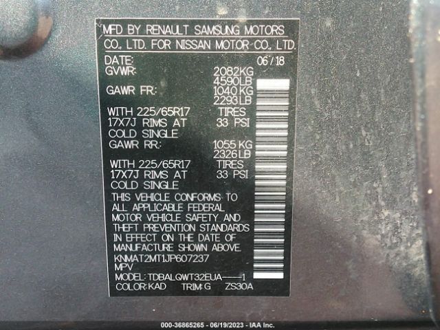 KNMAT2MT1JP607237 Nissan ROGUE SV