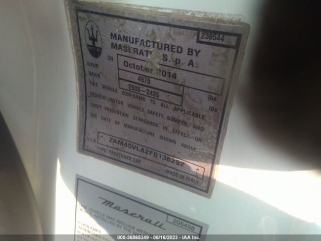2015 MASERATI GRANTURISMO ZAM45VLA2F0138292 Photo 8