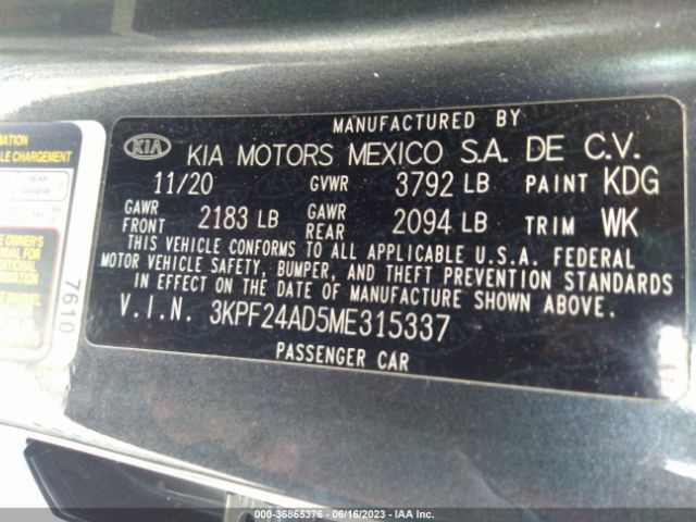 3KPF24AD5ME315337 KIA Forte Lxs