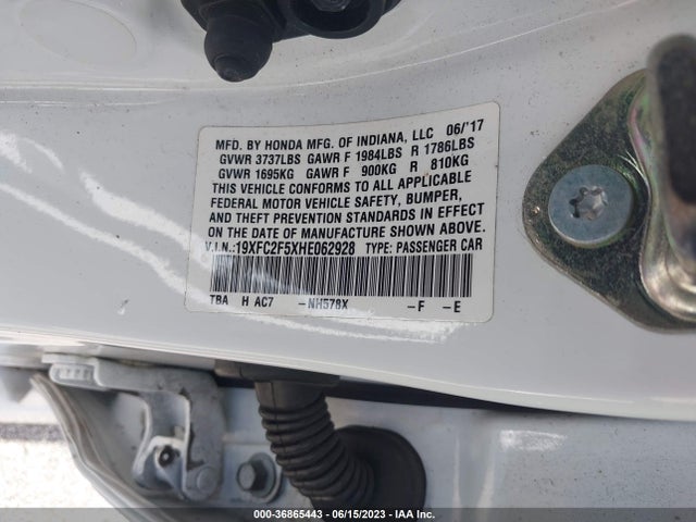 Honda Civic Sedan Lx 2017 19XFC2F5XHE062928 Image 9