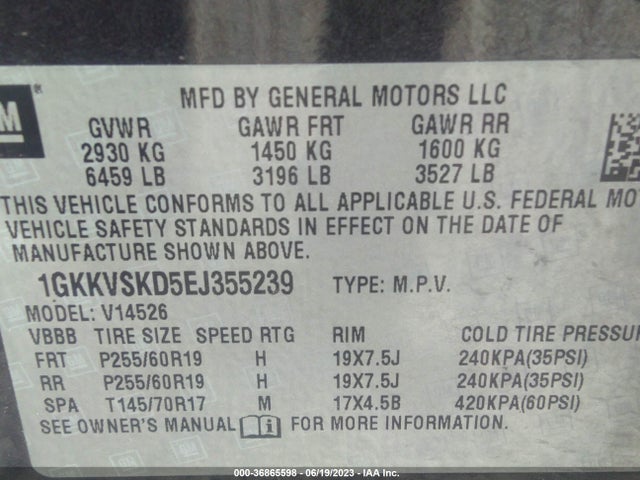 GMC ACADIA SLT 2014 1GKKVSKD5EJ355239 Image 9