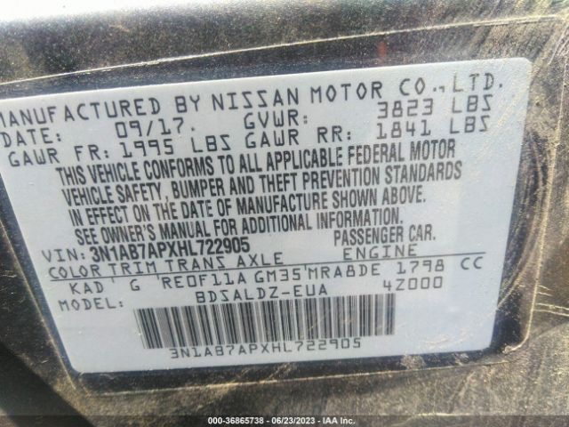3N1AB7APXHL722905 Nissan SENTRA SV