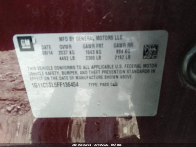 Chevrolet MALIBU LT 2015 1G11C5SL6FF136454 Image 9