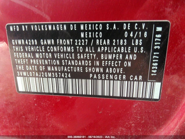 3VWL07AJ2GM357424 Volkswagen Jetta Sedan 1.8t Sel