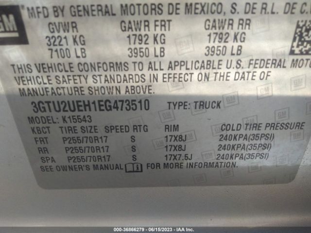 3GTU2UEH1EG473510 GMC Sierra 1500 Sle