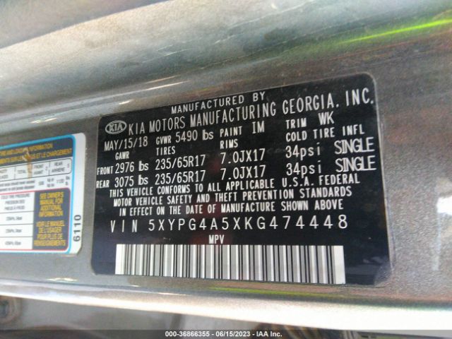 5XYPG4A5XKG474448 KIA Sorento Lx V6