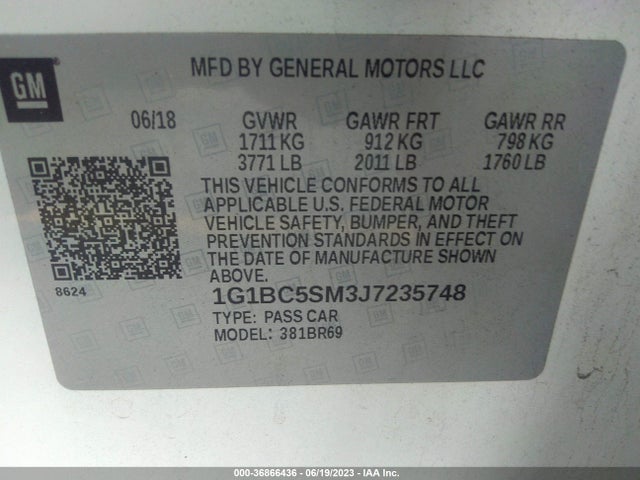 Chevrolet CRUZE LS 2018 1G1BC5SM3J7235748 Image 9