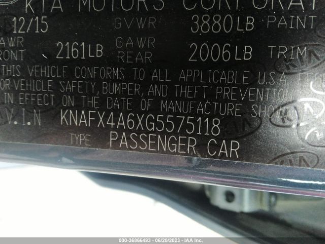 KNAFX4A6XG5575118 KIA FORTE LX