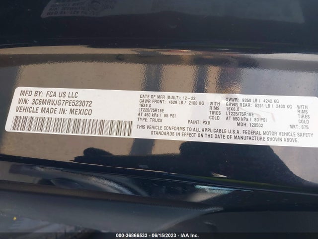 2023 Ram Promaster, VIN: 3C6MRVJG7PE523072