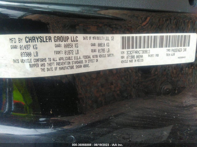 2012 FIAT 500 3C3CFFARXCT369813 Photo 8