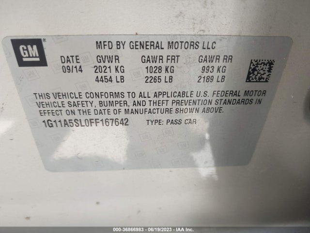 Chevrolet MALIBU LS 2015 1G11A5SL0FF167642 Image 9