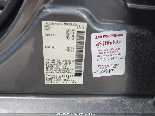 Nissan Altima 2.5 Sr 2020 1N4BL4CV1LC126665 Image 14